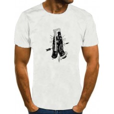 Casual O Neck Cartoon Print White Men T-shirt