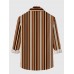 Plaid Series Multi-Color Vertical Stripes Color Matching Men's Long Sleeve Shirt