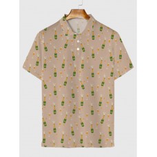 Cartoon Hand Drawn Fruit Beer Printing Men‘s Short Sleeve Polo