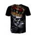 Street O Neck Print Black T-shirt